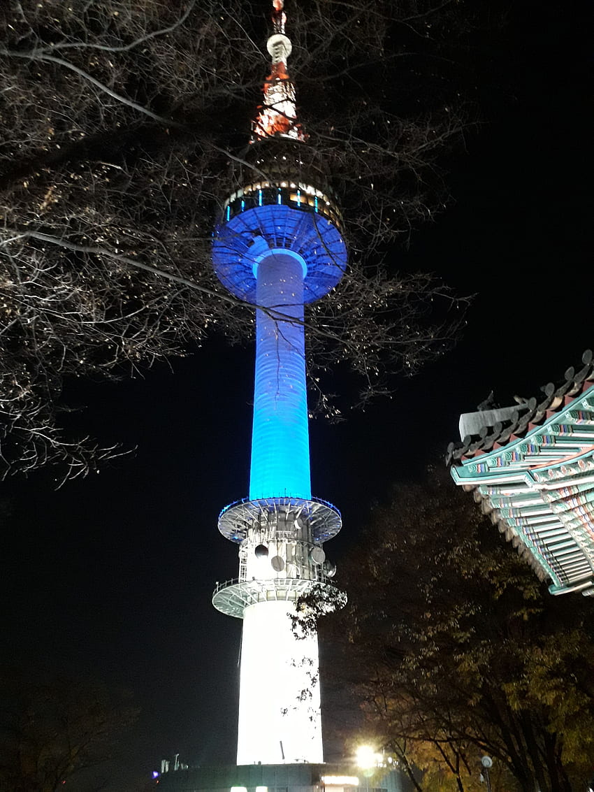 Seoul Namsan Seoul Tower with Korean Traditional Shelter HD phone wallpaper