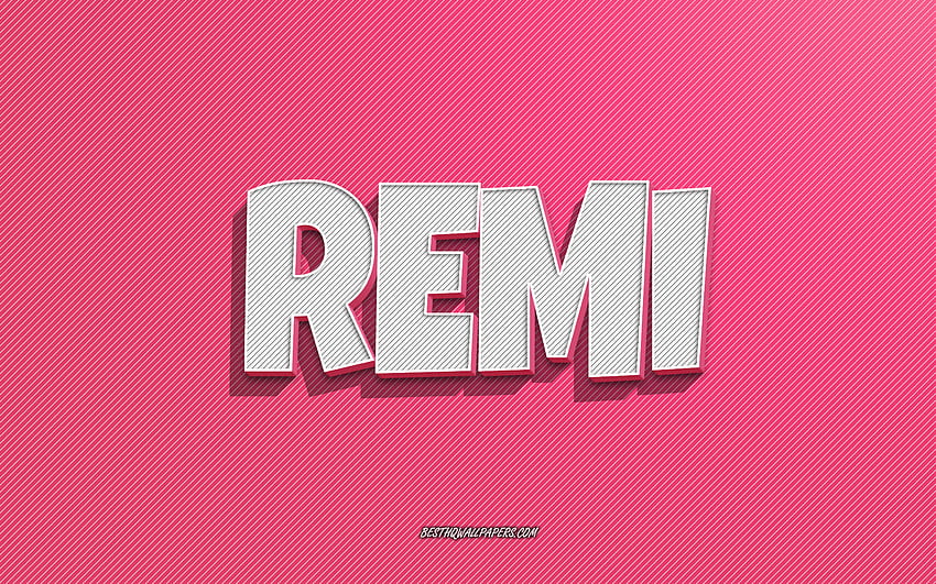 Remi, pink lines background, with names, Remi name, female names, Remi greeting card, line art, with Remi name HD wallpaper