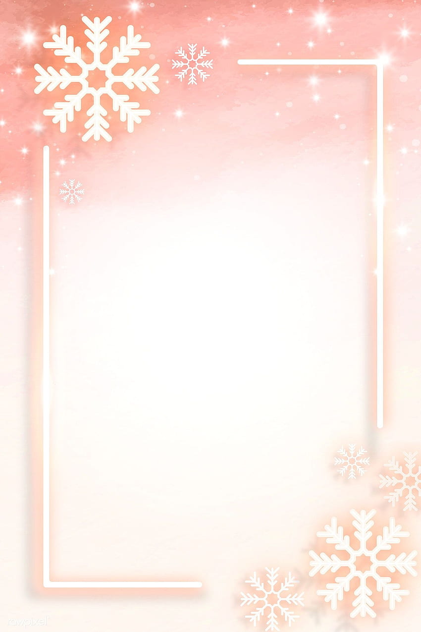 オレンジ ネオン スノーフレーク フレーム ソーシャル バナーのプレミアム ベクトル。 クリスマス、クリスマス、ピンクの背景 HD電話の壁紙