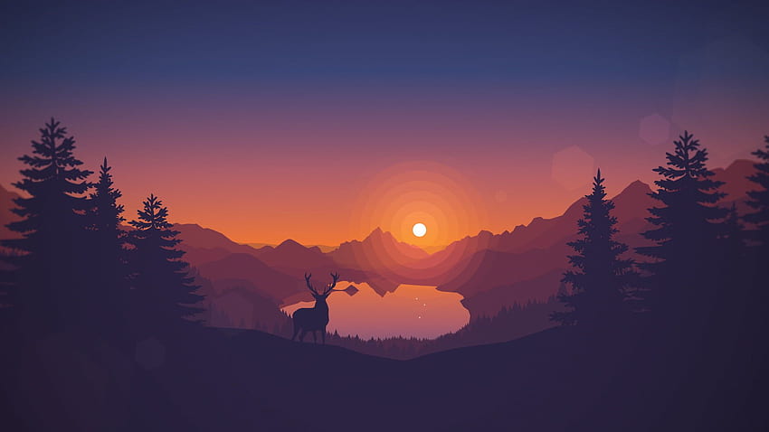 Vector deer and trees • For You For & Mobile, Deer Drawing HD wallpaper