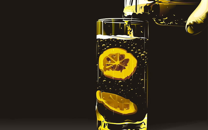 Vector, Vidro, Limão, Bebida, Bebida, Limonada papel de parede HD