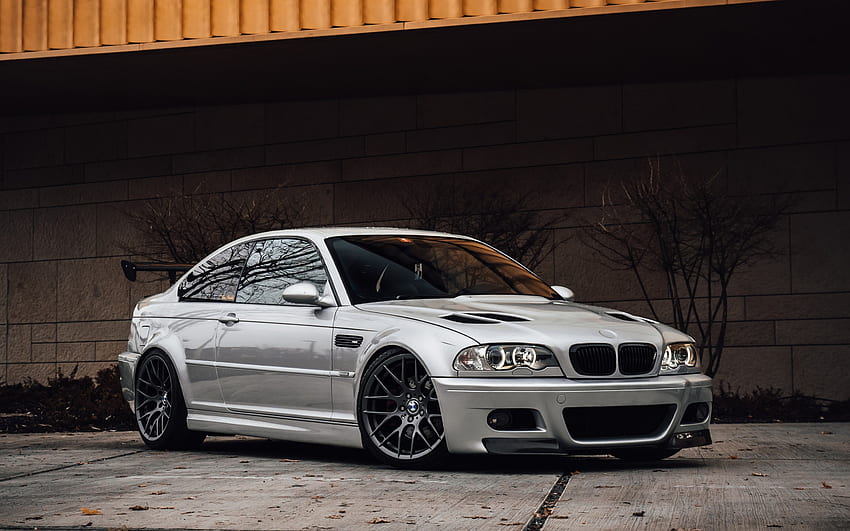 BMW M3, esterno, vista frontale, argento M3 E46, M3 E46 tuning, auto tedesche, BMW Sfondo HD