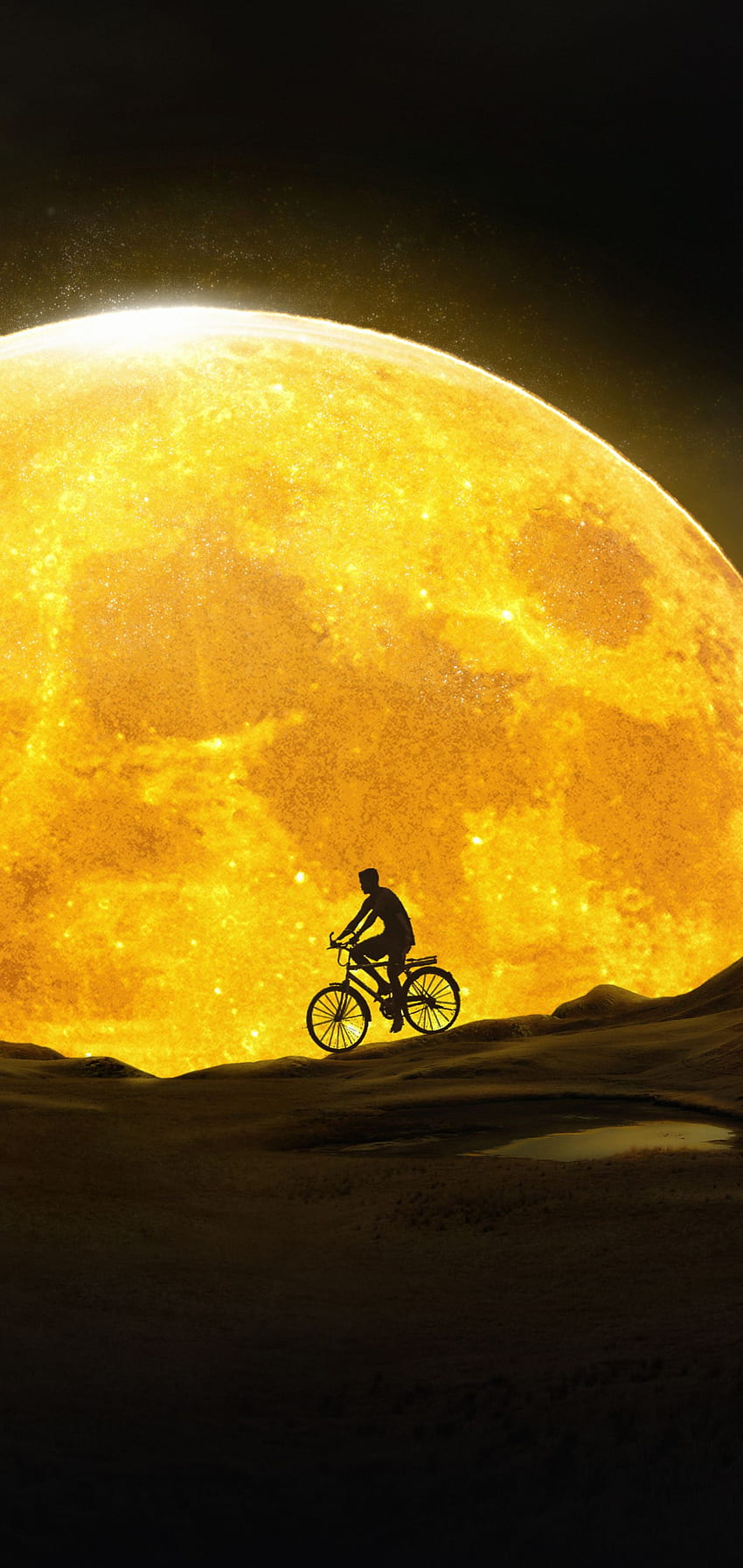 Cycling Near Yellow Moon Resolution , Artist , , and Background HD phone wallpaper