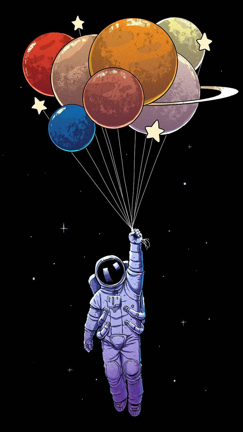 Illustration, Astronaut, Cartoon, Graphic design, Balloon, Art. Papel de parede de arte, Papel de parede de astronauta, Art and illustration, Cartoon Astronaut Phone HD phone wallpaper