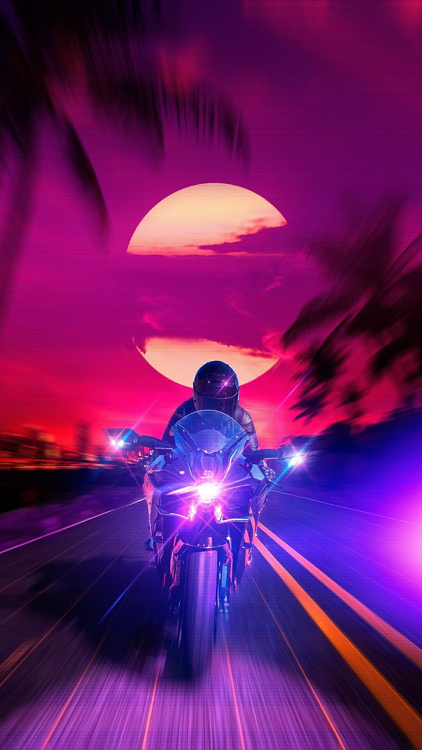 Neon Biker, Neon Motorcycle HD phone wallpaper