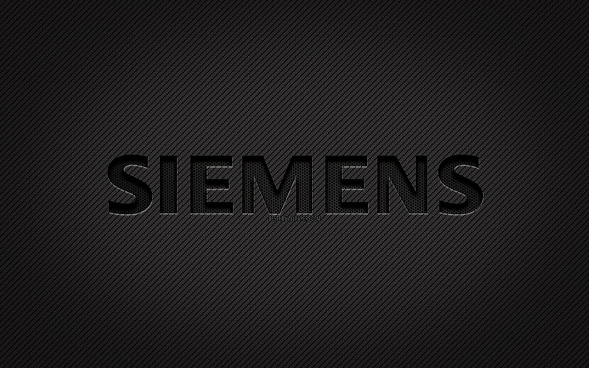 Siemens carbon logo, , grunge art, carbon background, creative, Siemens black logo, brands, Siemens logo, Siemens HD wallpaper