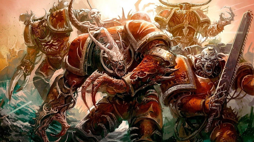 Warhammer 40k, Chaos Space Marines, wojna, potwory, grafika Tapeta HD