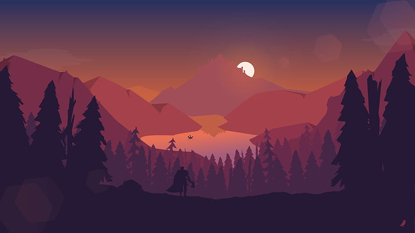 A Nice Sun Set . art, Abstract background, Scenery, Mountain Illustration HD wallpaper
