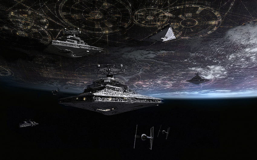 Navires de la marine impériale à Coruscant par Tony Dicker - Star Wars Imperial Navy Artwork, Imperial Star Destroyer Fond d'écran HD