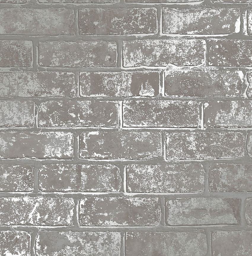 Fine Decor Grey Sliver Metallic Shimmer Brick (FD41956) HD phone wallpaper