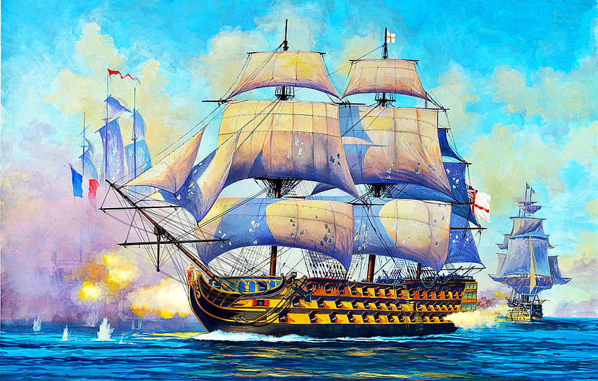 Ship Of The Line, Sailing, Royal Navy, UK, HMS Victory, First Grade, 104 Gun For , Section живопись papel de parede HD