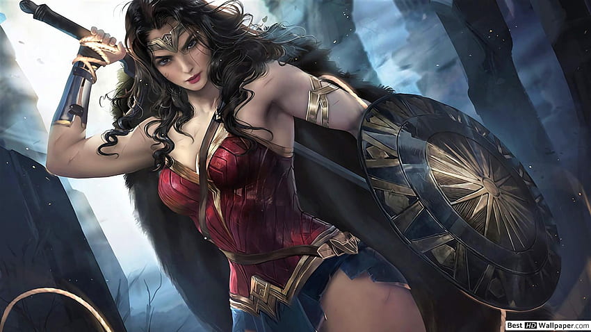 Wonder Woman with shield, Wonder Woman Face HD wallpaper