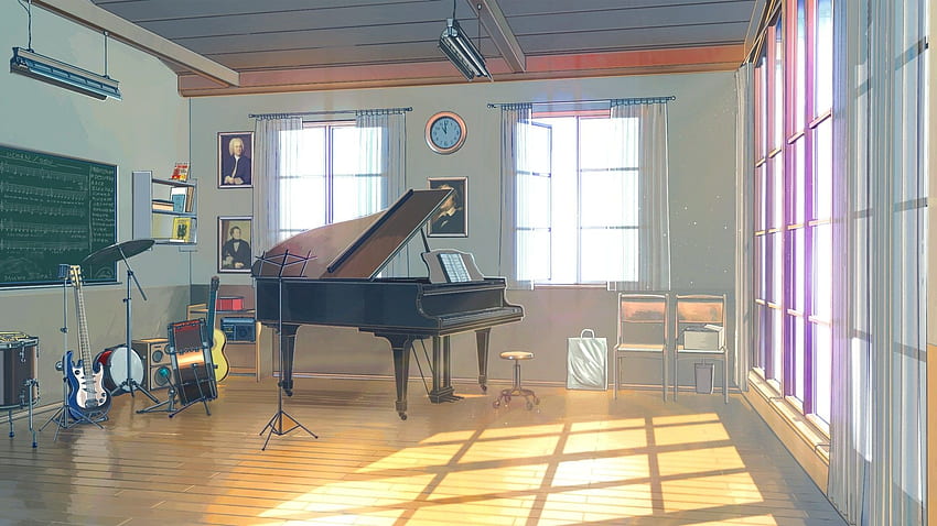 ห้องเรียนอนิเมะ, เปียโน, เครื่องดนตรี, แสงแดด วอลล์เปเปอร์ HD