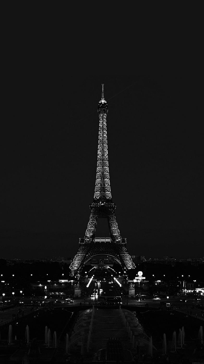 Menara Eiffel di malam hari, hitam dan putih. iPhone gelap, Alam Hitam wallpaper ponsel HD