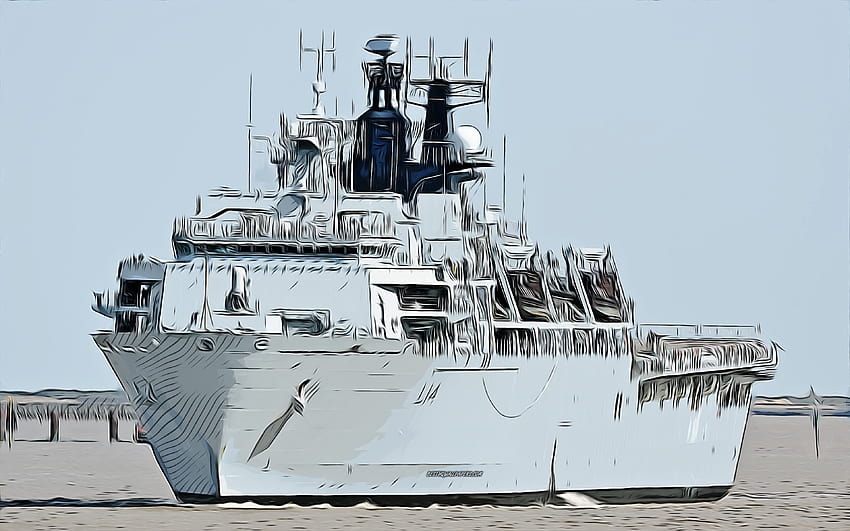 HMS Albion, L14, , arte vettoriale, disegno HMS Albion, arte creativa, arte HMS Albion, disegno vettoriale, navi astratte, HMS Albion L14, Royal Navy Sfondo HD