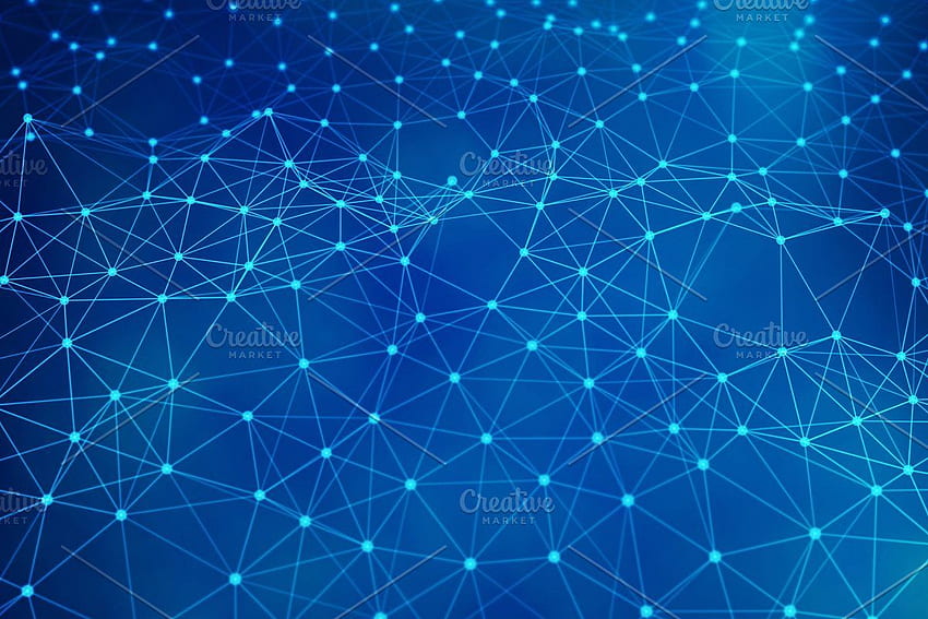 Blue network connection lines. Futuristic background HD wallpaper