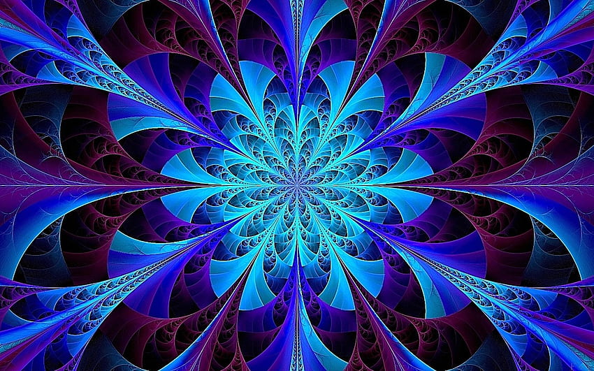 Blaues Kaleidoskop-Fraktal HD-Hintergrundbild