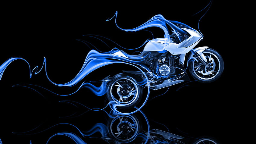 Moto-Suzuki-Recursion-Side-Blue-Fire-Abstract HD wallpaper