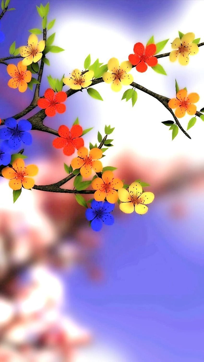Kolorowe Drzewne Kwiaty. Piękne kwiaty Tapeta na telefon HD