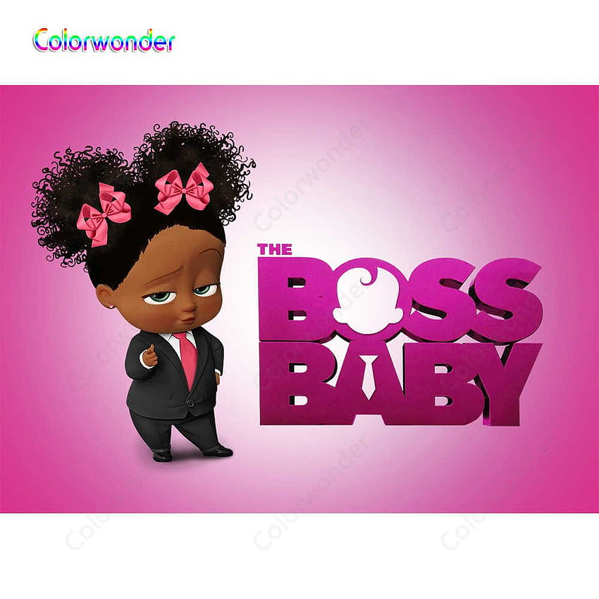 Розов фон Американско момиче с черен костюм и розов лък Boss Baby Series графика Baby Shower Kids Birtay Party Backdrop. Заден план. - AliExpress HD тапет за телефон