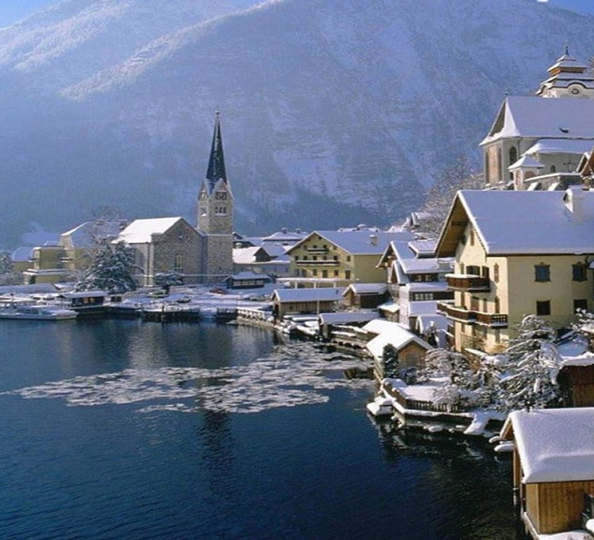 Hallstatt-Im-Winter-Österreich, Ford, Desota, Chimo, Spitfire HD-Hintergrundbild
