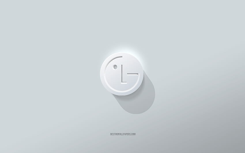 Лого на LG, бял фон, 3d лого на LG, 3d изкуство, LG, 3d емблема на LG HD тапет