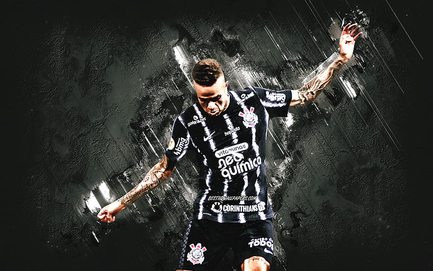 Luan Vieira, Corinthians, Brazilian soccer player, gray stone background, Serie A, football, Luan Vieira art HD wallpaper