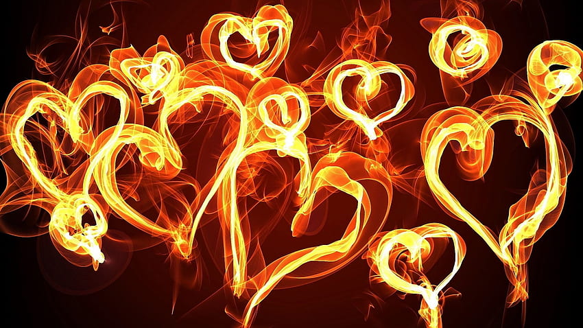 abstract, Fire, Flames, Love, Romance, Heart, Bright, Cg, Digital art / and Mobile Background HD wallpaper
