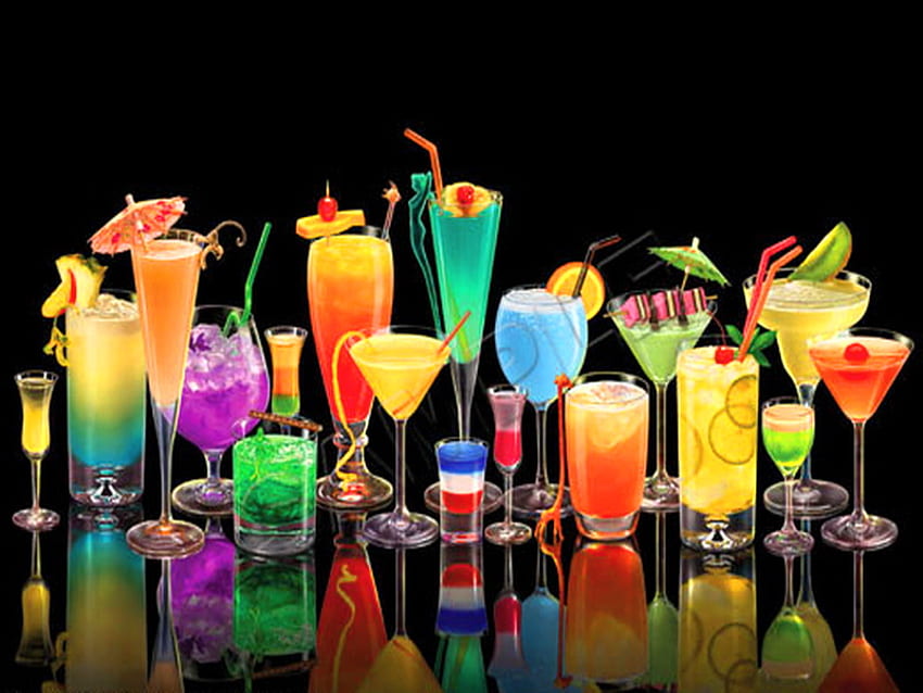 Bir şeyleri kutlayalım!, kokteyller, renkler, bardaklar, meyveler, içecekler, tatlar HD duvar kağıdı