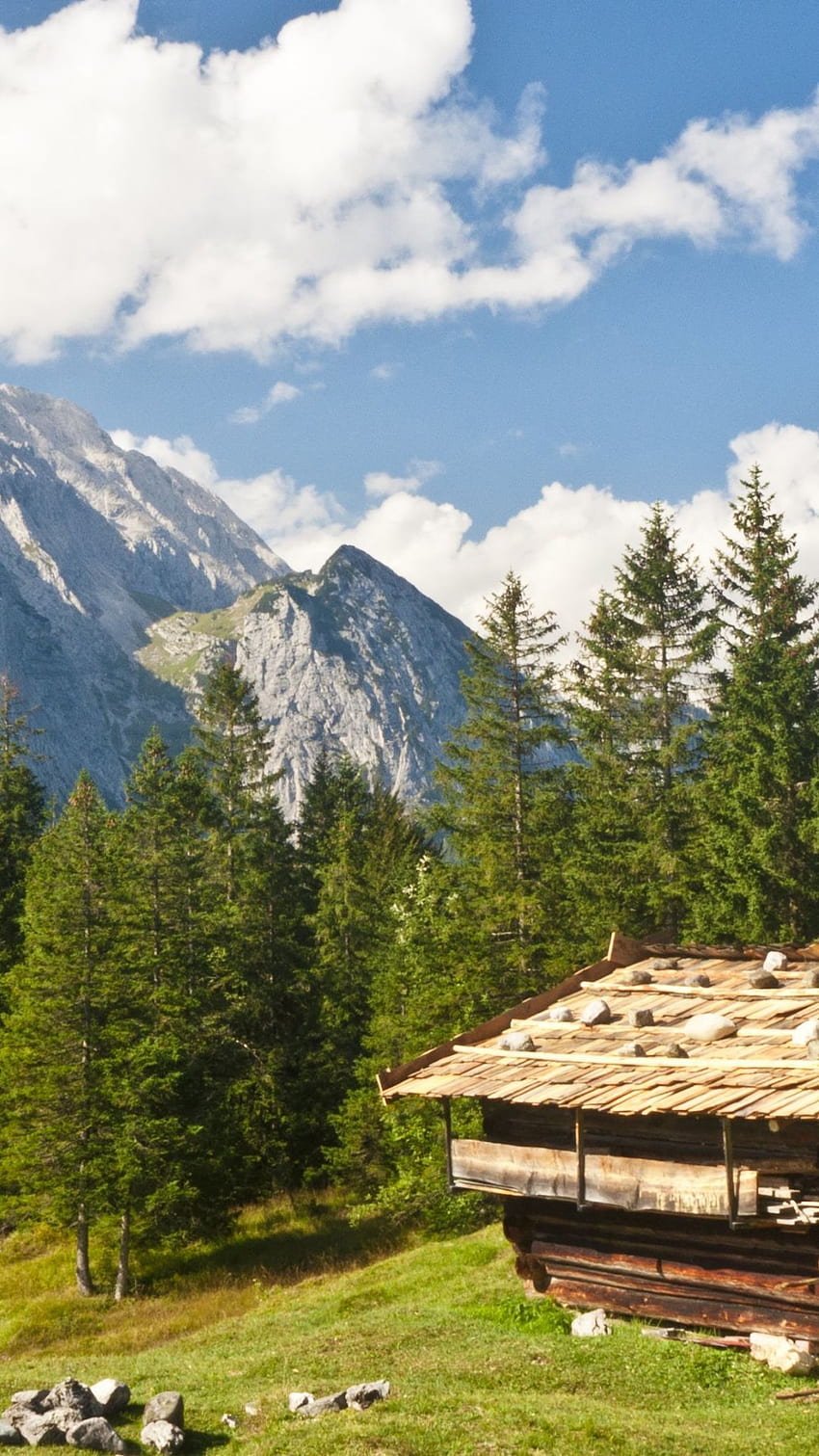 log cabin, mountain, farmhouse, mountain range, hill station. Nature background, Mountain range, Nature HD phone wallpaper