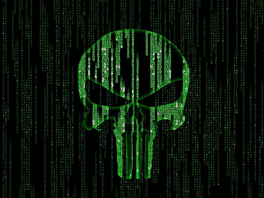crânio do punidor, Hacker Green papel de parede HD
