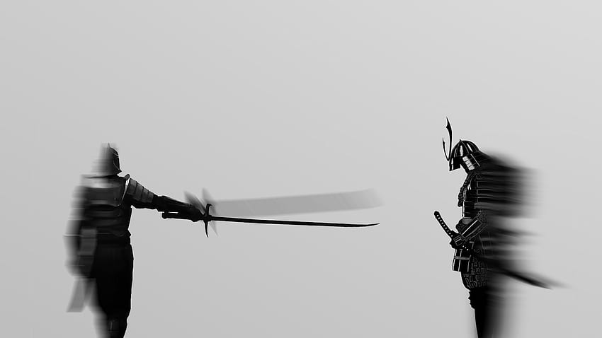 sombra, espada, samurai, Ninja , Ninja vs Samurai papel de parede HD