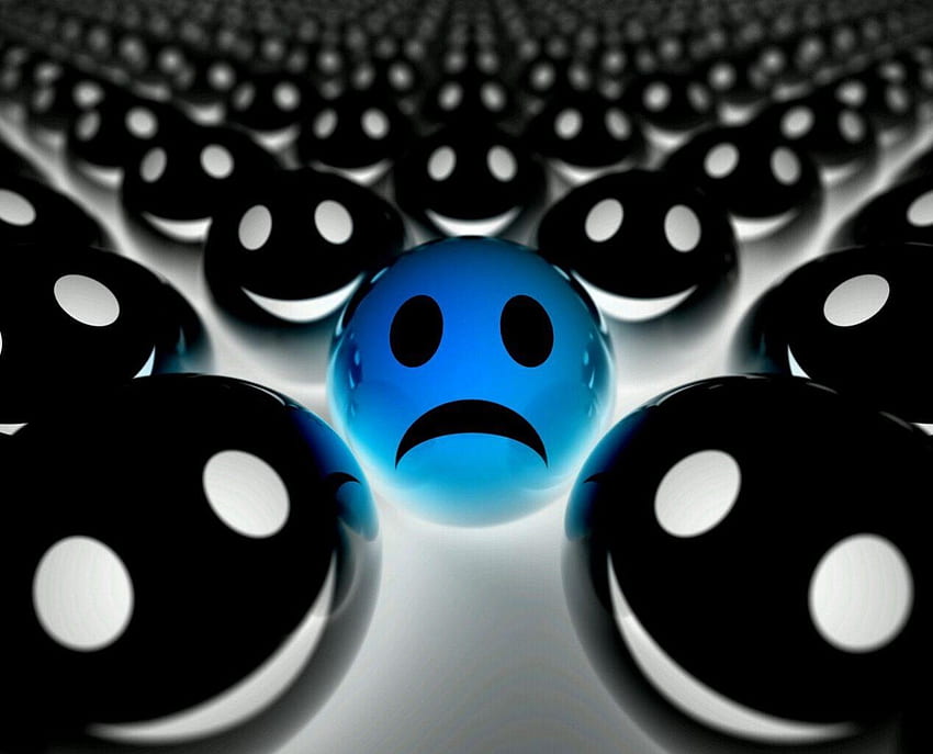 Sad..., blue, sad, all happy, 3d, awesome nice, cool, Sad face HD wallpaper