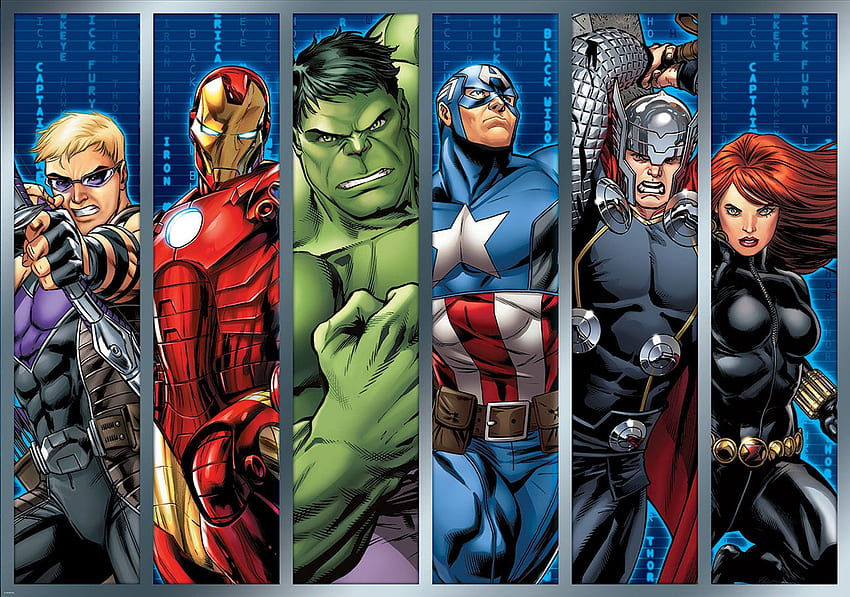 Galeão - Marvel Avengers Assemble Strips Mural papel de parede HD
