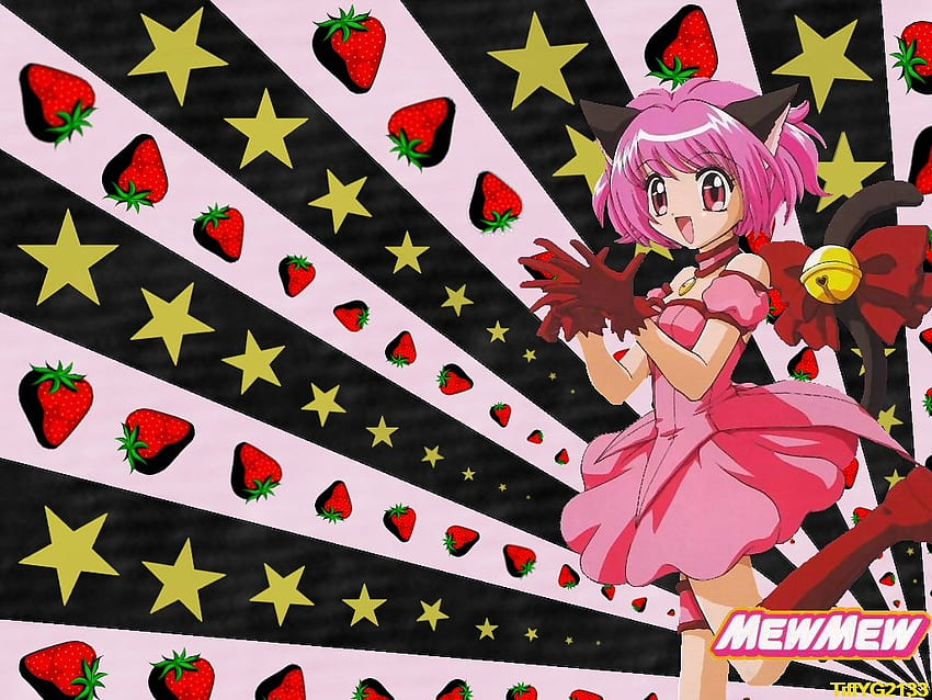 Mew Mew Power, kitty, anime, strawberries, other, mew mew, stars, tokyo mew mew HD wallpaper