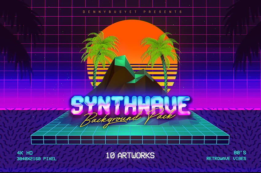 Synthwave Retrowave Background Pack. Custom Designed Web Elements Creative Market, 90s Retro Wave HD wallpaper