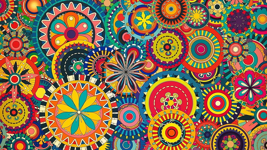 カラフルなパターンの背景。 花柄、アートパターン 高画質の壁紙