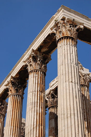 Athens, greece, ruins, pillars, acropolis, black and white, , graph ...