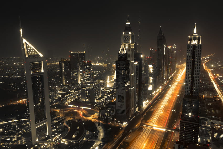Dubai, Cidades, Noite, Arquitetura, Construção papel de parede HD