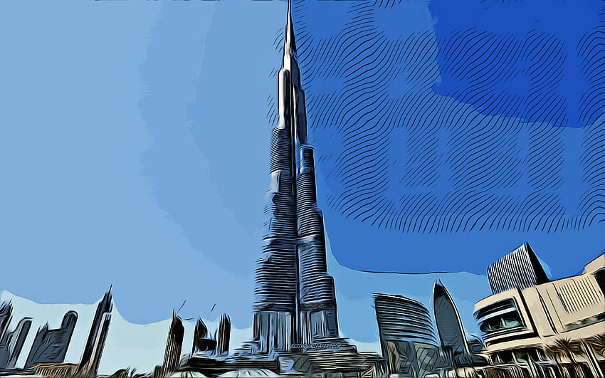 line art of Burj Khalifa. 36095115 Vector Art at Vecteezy