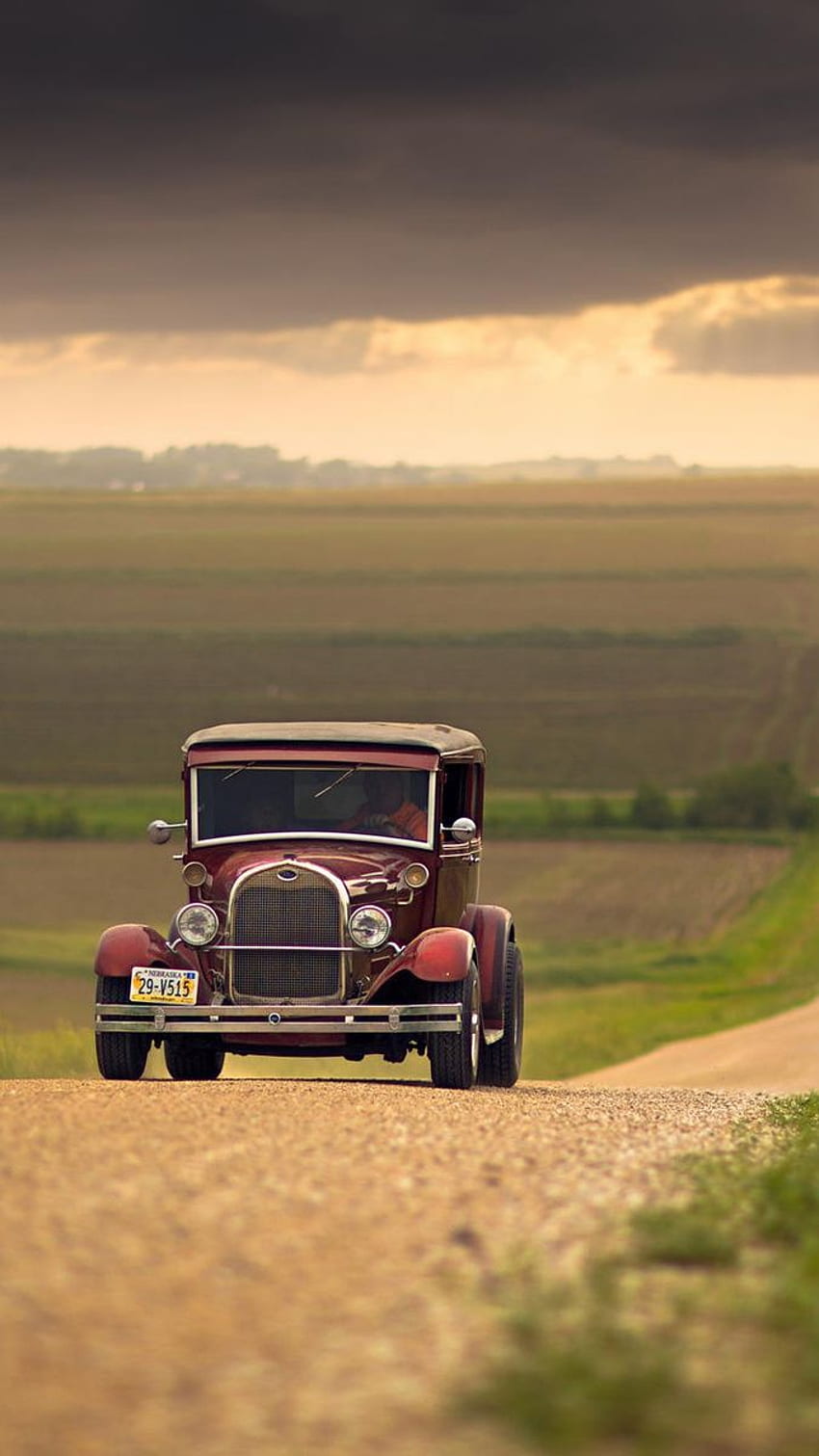 Vehicle Vintage Field Clouds Nebraska United States IPhone , Car Retro iPhone HD phone wallpaper