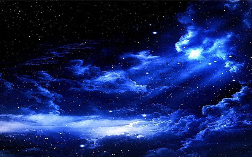 진한 파란색 애니메이션 하늘, 진한 파란색 구름 HD 월페이퍼