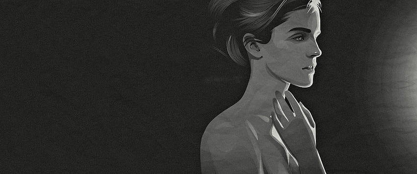 Emma Watson [], Black and White 3440X1440 HD wallpaper