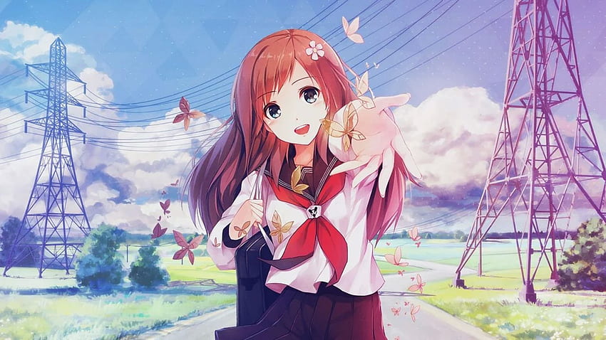 Original anime girl smile cute school uniform summer happy HD wallpaper |  Pxfuel