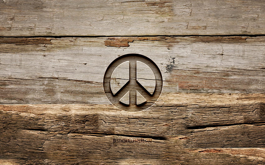 ป้ายไม้สันติ พื้นหลังไม้ สร้างสรรค์ สัญลักษณ์สันติ ป้ายสันติ ไม้แกะสลัก สันติ วอลล์เปเปอร์ HD