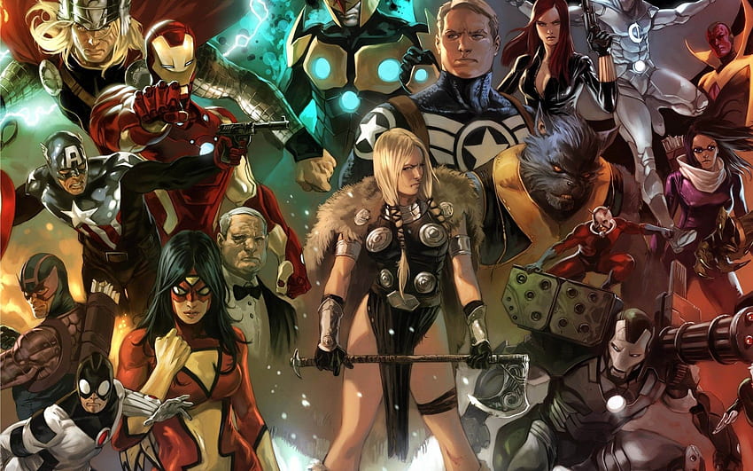 Iron Man, Thor, Captain America, heroes, Black Widow, War Machine, Marvel Nova HD wallpaper