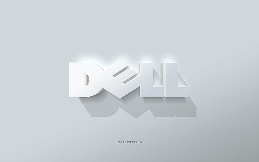 Logo Dell, fond blanc, logo Dell 3d, art 3d, Dell, emblème Dell 3d Fond d'écran HD