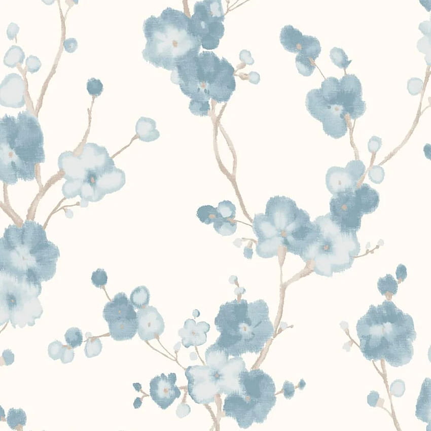 Watercolor Blue Floral, Minimalist Flower HD phone wallpaper