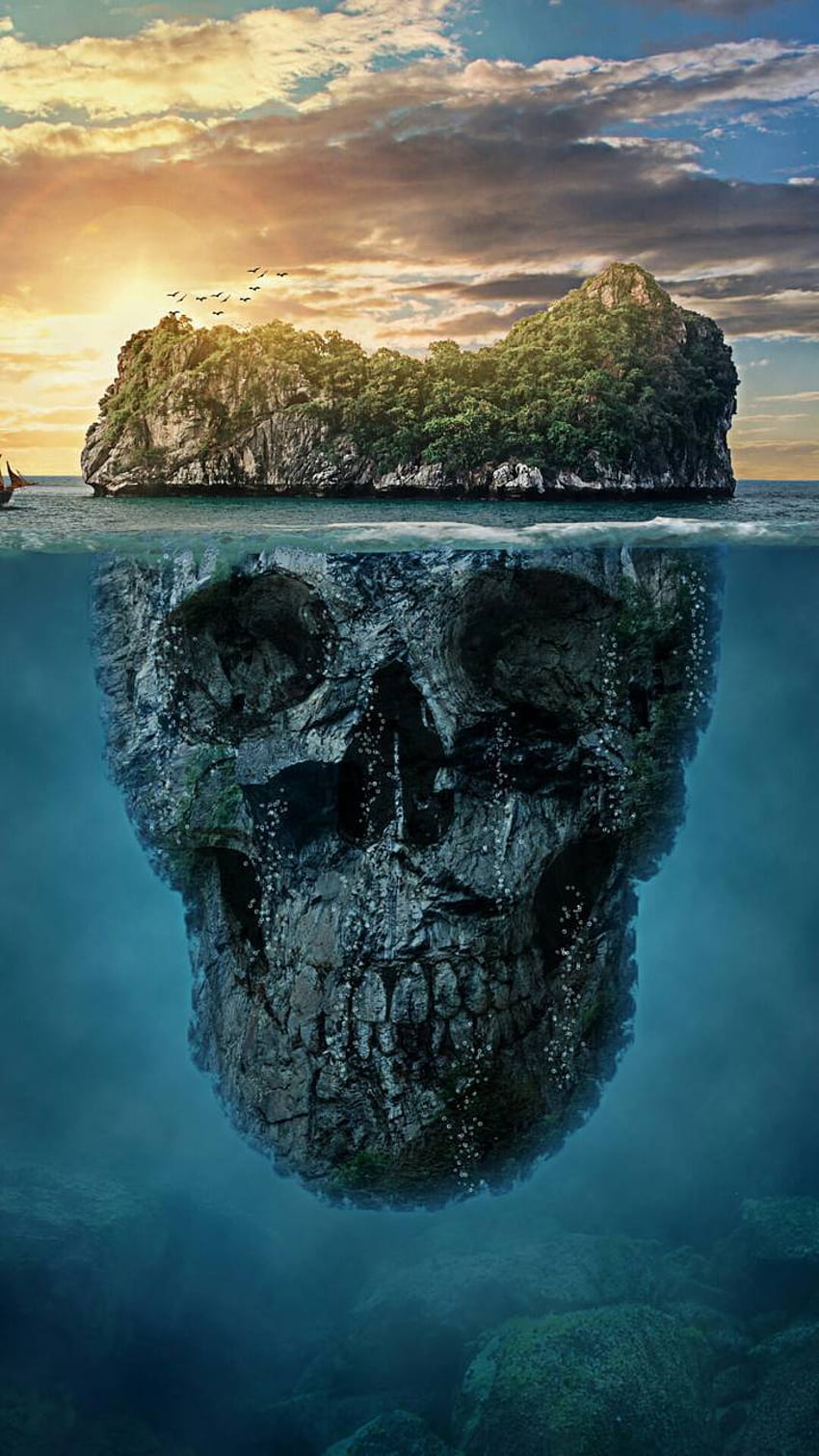 Earth water skull HD phone wallpaper