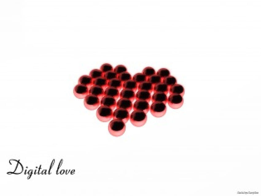 digital love!, plain, white, beads, beauty, nice, digital, marbles, 3d, abstract, pretty, love, red, cool, heart, clear, lovely HD wallpaper